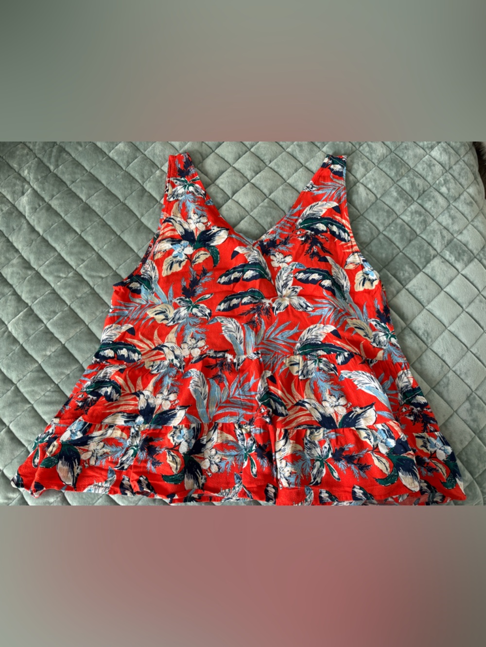 Loft Floral V-Neck Peplum Tank Top